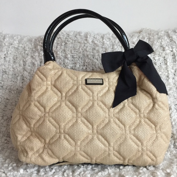 kate spade Handbags - Kate Spade Bag Quilted Straw Patent Leather Bow Bag